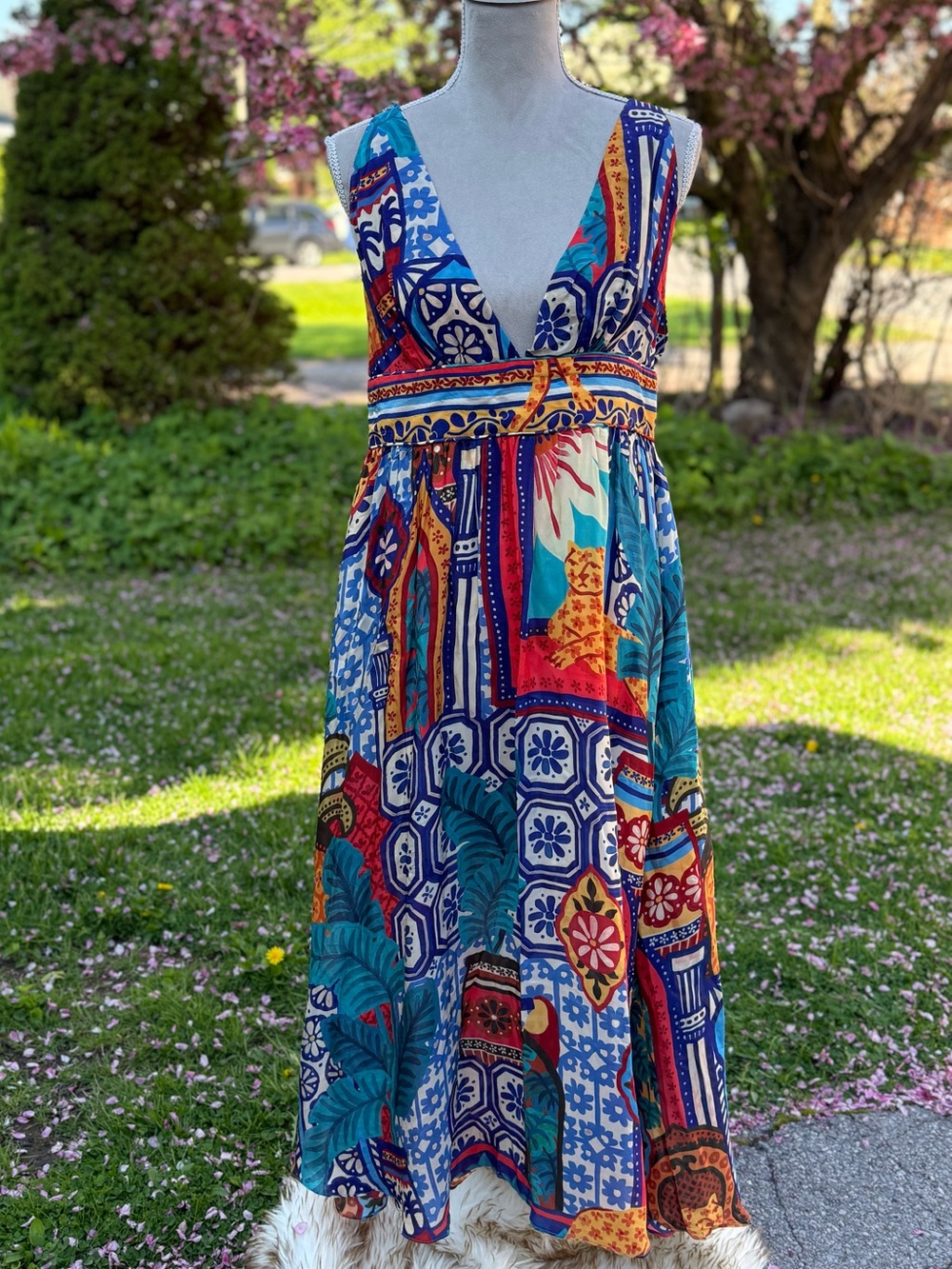 FARM Rio Forest Tiles Midi Dress NWT